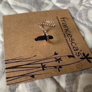 Small Ring Gold Band with White Rhinestones